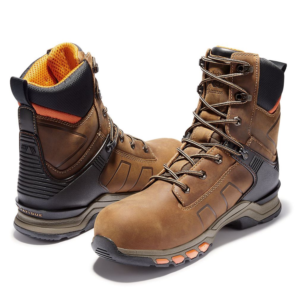 Timberland Mens Work Boots PRO® Hypercharge 8\" Comp Toe - Brown/Black - India NK9630218